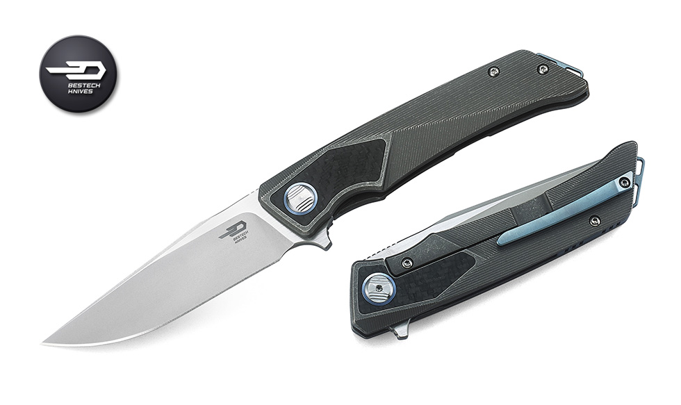 Bestech Sky Hawk Flipper Framelock Knife, S35VN Two-Tone, Titanium/CF, BT1804A - Click Image to Close