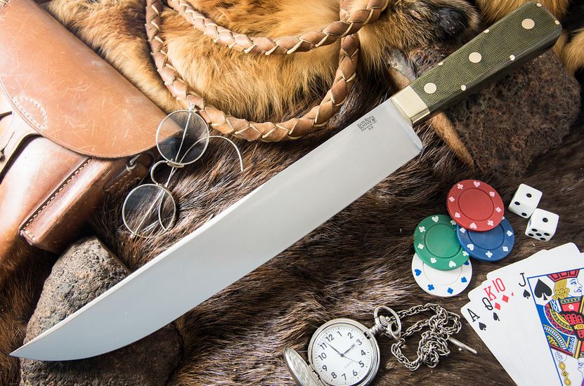 Bark River Edwin Forrest Bowie Fixed Blade Knife, A-2 Steel, Micarta Green, BA8315MGC