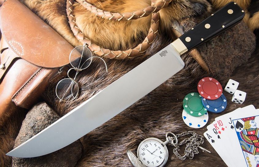 Bark River Edwin Forrest Bowie Fixed Blade Knife, A-2 Steel, Micarta Black, BA8315MBC