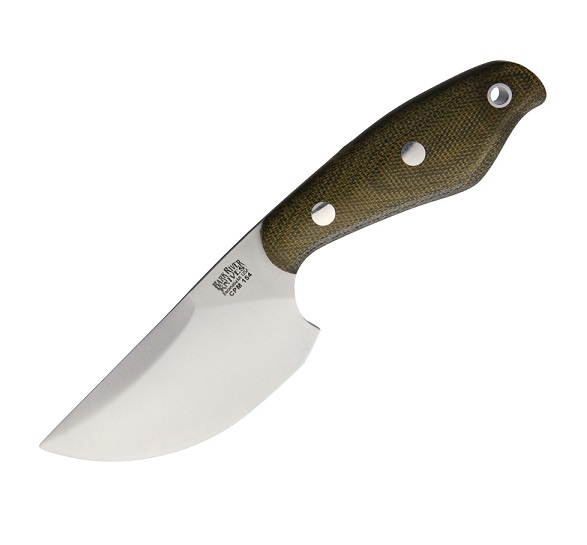 Bark River Skelton Occipital Fixed Blade Knife, CPM 154, Micarta Green, BA01051MGC