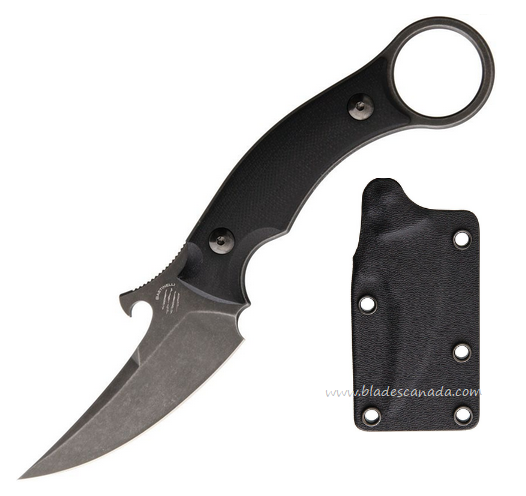 Bastinelli Creations Picolomako Fixed Blade Karambit Knife, N690 Black SW, G10 Black, BAS15
