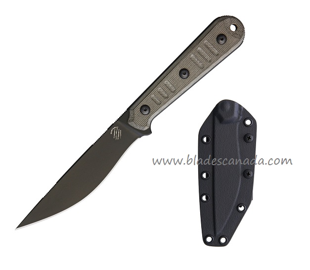 Bastinelli Silence Slim Fixed Blade Knife, N690, Canvas Micarta, BC-22GB - Click Image to Close