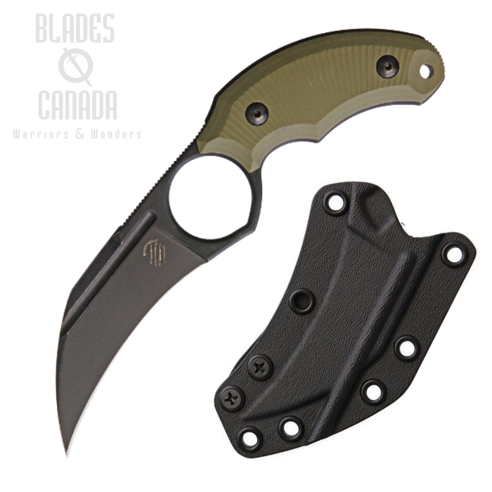 Bastinelli Creations Harpy Fixed Blade Knife, N690 Black SW, G10 OD, BAS220G