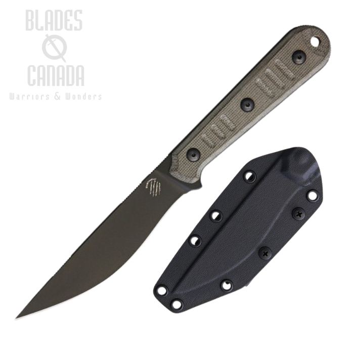 Bastinelli Silence Slim Fixed Blade Knife, N690, Canvas Micarta, BC-22GB