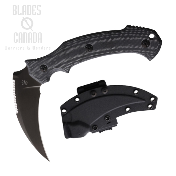 Bastinelli Creations Grumpy Fixed Blade Knife, M390 Black, Micarta Black, BAS249