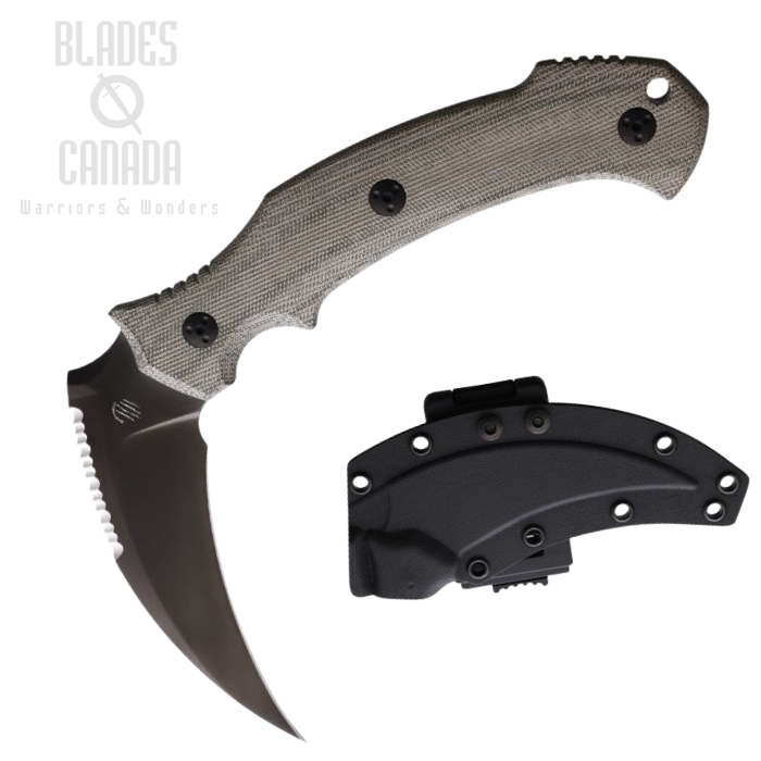 Bastinelli Creations Grumpy Fixed Blade Scythe, M390 Black, Micarta OD, BC-33 BOD