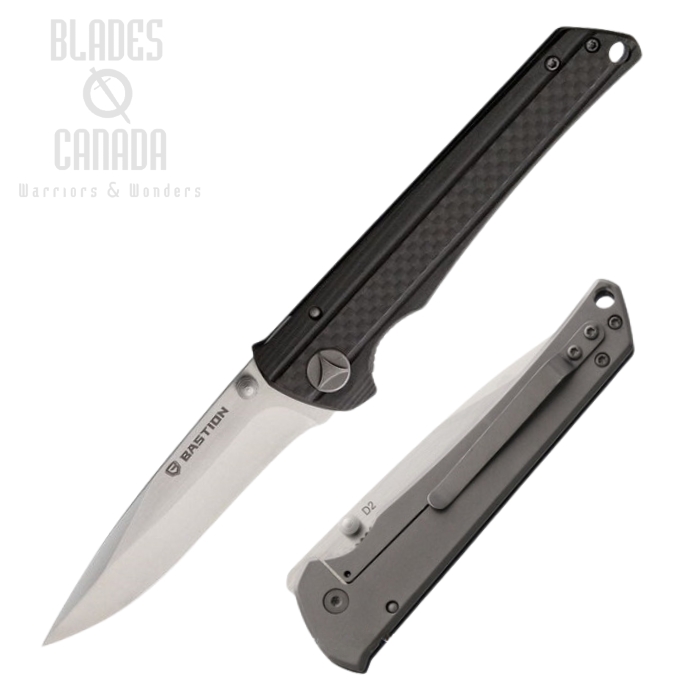 Bastion Partizan 11 Framelock Folding Knife, D2, Carbon Fiber/Titanium, BSTN11