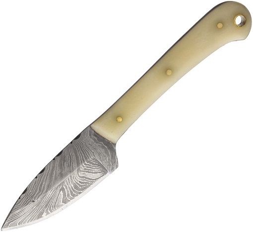 Beretta Schaefer Skinner Fixed Blade Knife, Damascus Steel, Smooth Bone, BE0010