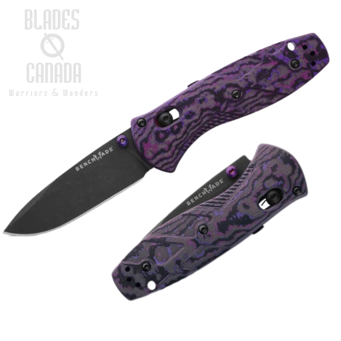 Benchmade Gold Class Mini Barrage Assisted Opening Knife, S90V Battlewash, Fat Carbon Purple Haze, 585BK-251