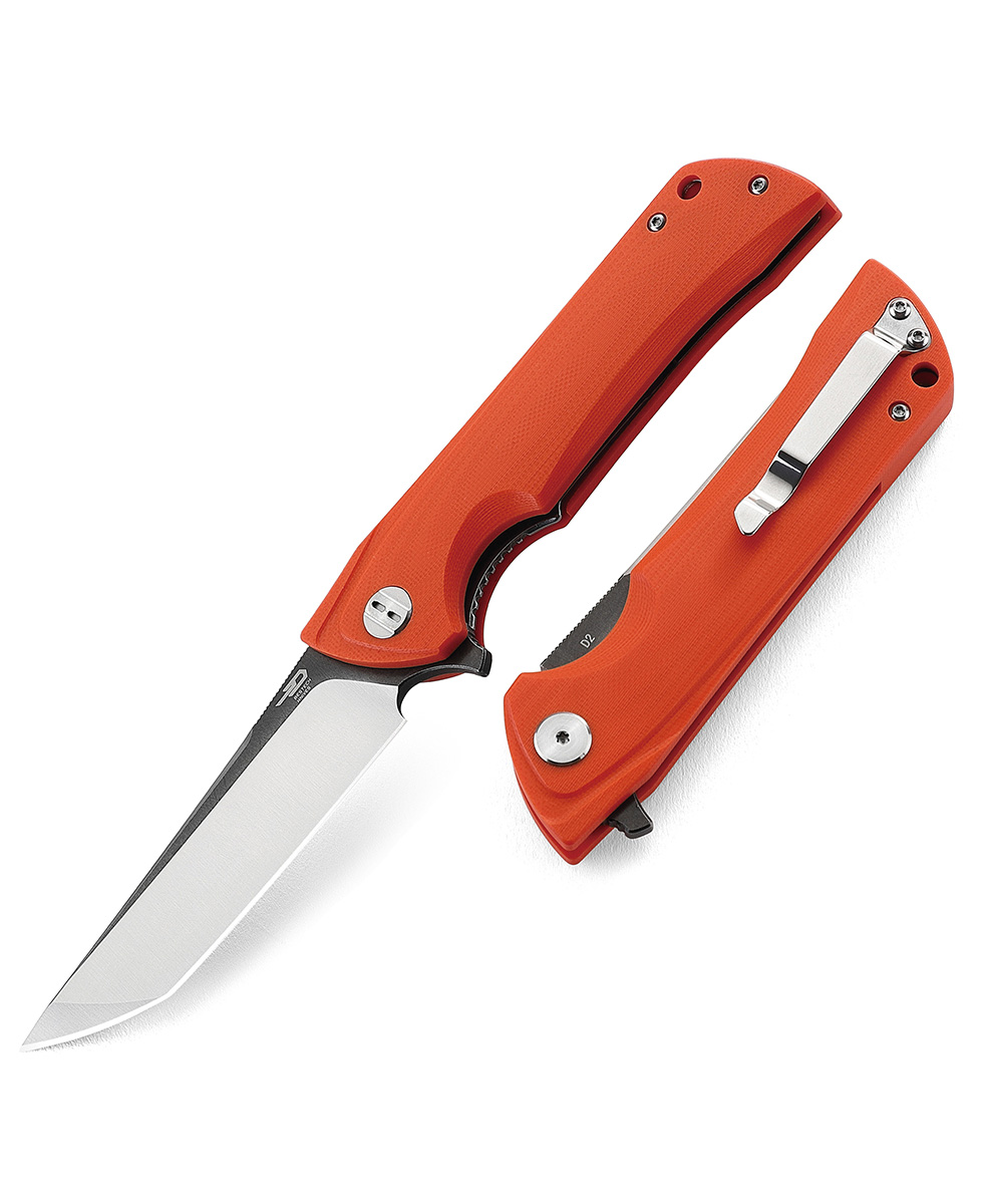 Bestech Paladin Flipper Folding Knife, D2 Two-Tone, G10 Orange, BG16C-2