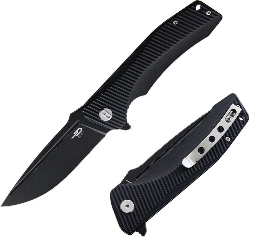 Bestech Mako Flipper Folding Knife, K110 Steel, G10 Black, BG27B