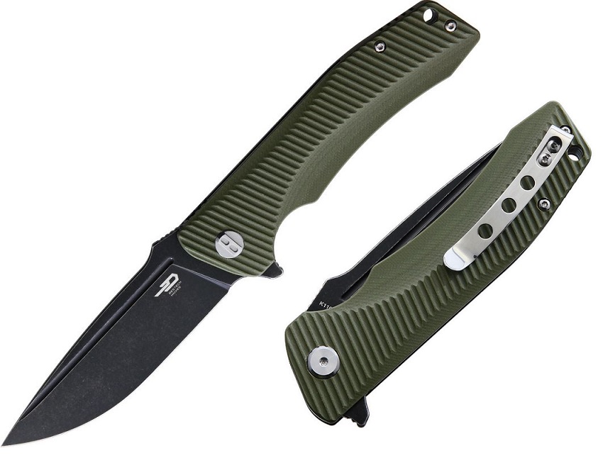 Bestech Mako Flipper Folding Knife, K110 Steel, G10 Green, BG27D - Click Image to Close