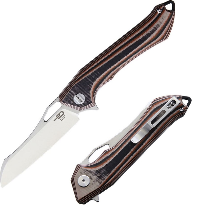 Bestech Platypus Flipper Folding Knife, D2 Two-Tone, G10 Camo, BG28C