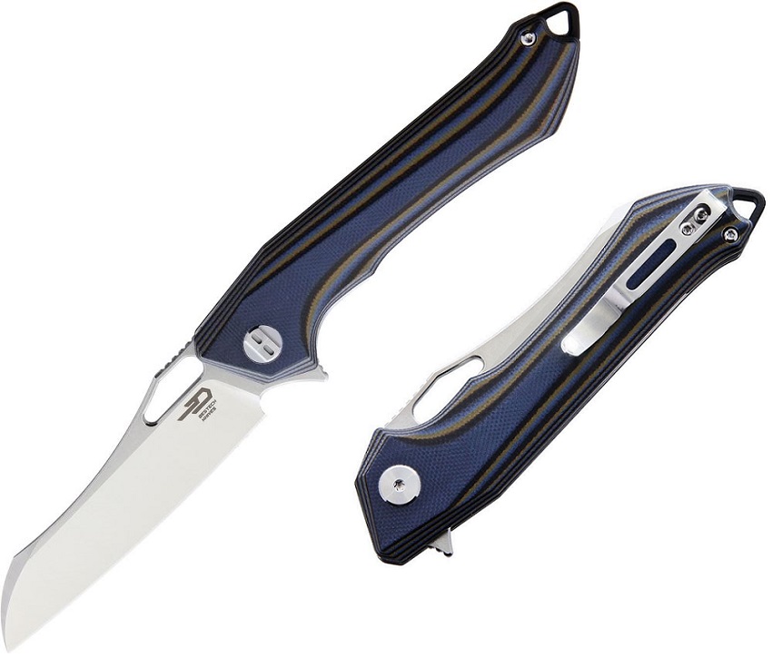 Bestech Platypus Flipper Folding Knife, D2 Two-Tone, G10 Blue Camo, BG28D - Click Image to Close