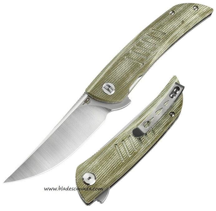 Bestech Swift Flipper Folding Knife, D2 Steel, Micarta Green, BG30A-1 - Click Image to Close