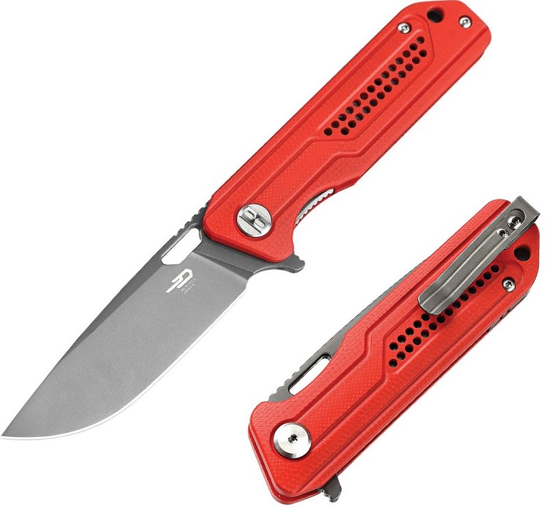 Bestech Circuit Flipper Folding Knife, K110 Steel, G10 Red, BG35C-2