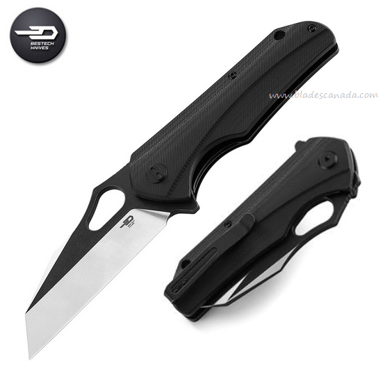 Bestech Operator Flipper Folding Knife, D2 Black/Satin, G10 Black, BG36A
