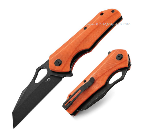 Bestech Operator Flipper Folding Knife, D2 Black, G10 Orange, BG36E