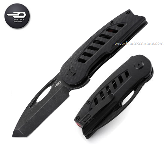 Bestech Explorer Flipper Folding Knife, D2 Black SW, G10 Black, BG37D