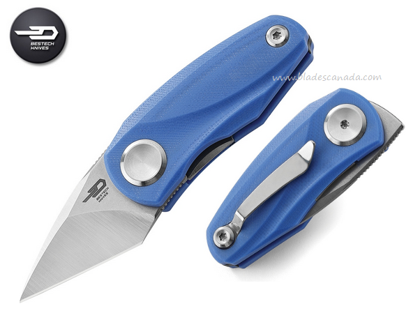 Bestech Tulip Flipper Folding Knife, 14C28N Sandvik SW/Satin, G10 Blue, BG38D