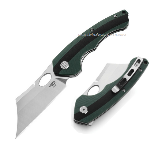 Bestech Skirmish Folding Knife, D2 Satin, G10 Green/Black, BG44A
