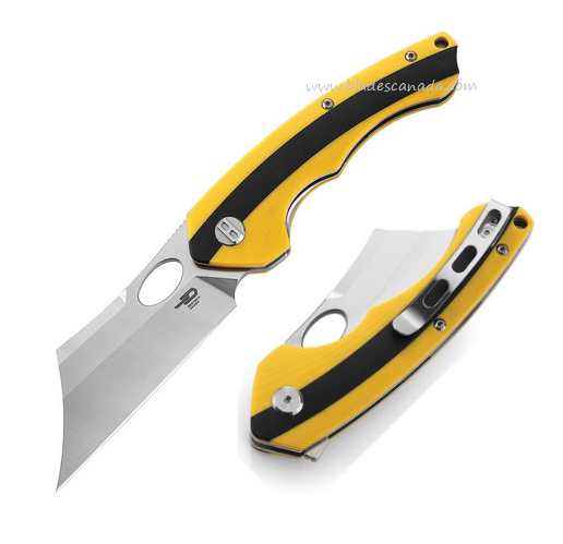 Bestech Skirmish Flipper Folding Knife, D2 Satin, G10 Yellow/Black, BG44B