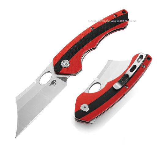 Bestech Skirmish Flipper Folding Knife, D2 Satin, G10 Red/Black, BG44C