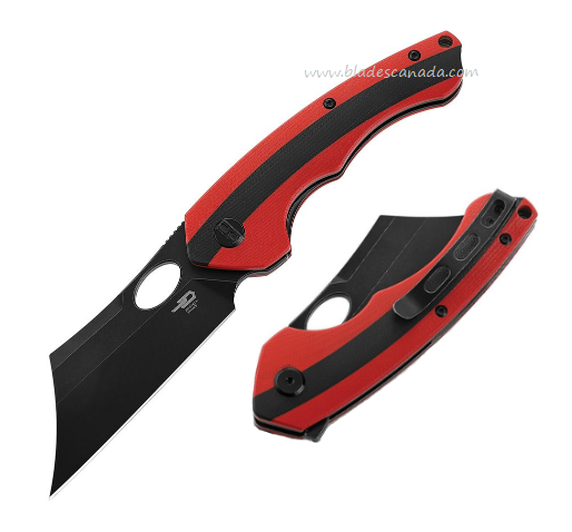 Bestech Skirmish Flipper Folding Knife, D2 Black SW, G10 Black/Red, BG44D