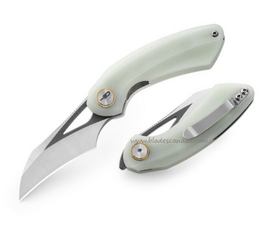 Bestech Bihai Flipper Folding Knife, 14C28N Grey DLC SW/Satin, G10 Jade, BG53F