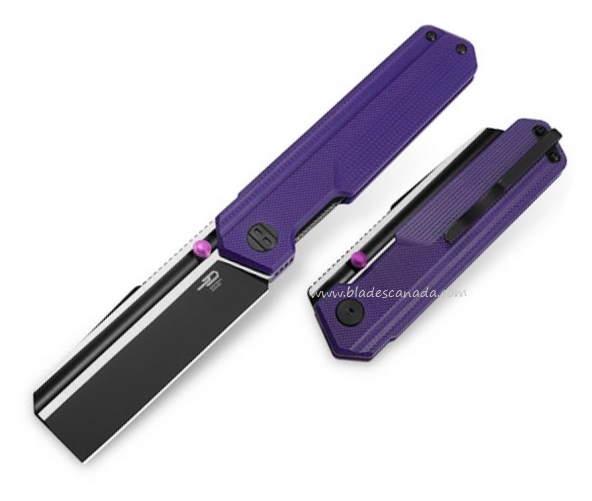 Bestech Tardis Folding Knife, D2 Black/Satin, G10 Purple, BG54B