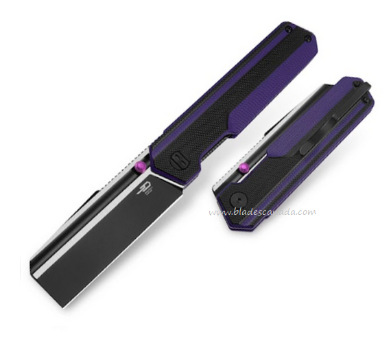 Bestech Tardis Folding Knife, D2 Black/Satin, G10 Black/Purple, BG54D