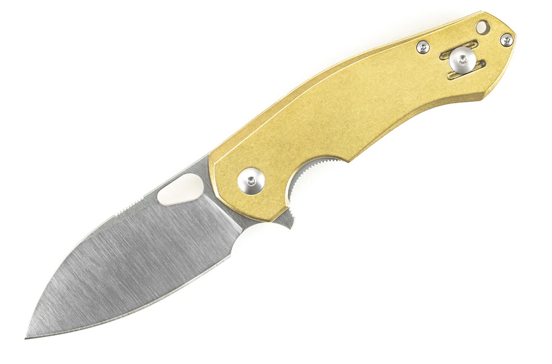 GiantMouse ACE Biblio Folding Knife, M390 Satin, Brass, BIBLIO-BRASS