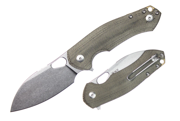 GiantMouse Biblio XL Flipper Folding Knife, Elmax Steel, Micarta Green, BIBLIO-XL-GRN-ELMAX