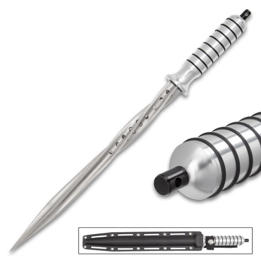 Grey Ti Spiral Dagger Fixed Blade Knife, Hollow Handle, BK4490