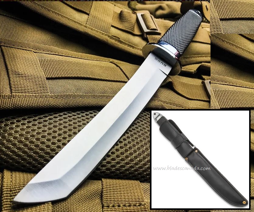 Tanto Style Fixed Blade Knife, AUS 6, Leather Sheath, BK622 - Click Image to Close