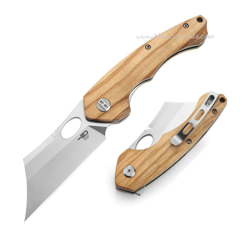 Bestech Skirmish Flipper Folding Knife, 154CM, Olivewood, BL06B