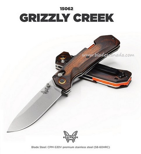 Benchmade Grizzly Creek Folding Knife With Hook, CPM-S30V Steel, 15062