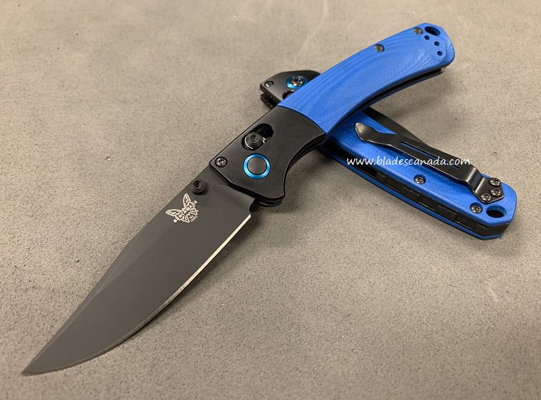 Benchmade Mini Crooked River Folding Knife, 20CV, G10 Blue, 15085CU10 - Click Image to Close