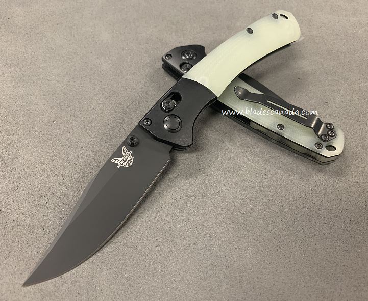 Benchmade Mini Crooked River Folding Knife, 20CV, G10 Jade, 15085CU2 - Click Image to Close