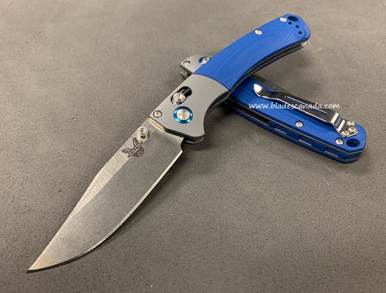 Benchmade Mini Crooked River Folding Knife, 20CV, G10 Blue, 15085CU9 - Click Image to Close