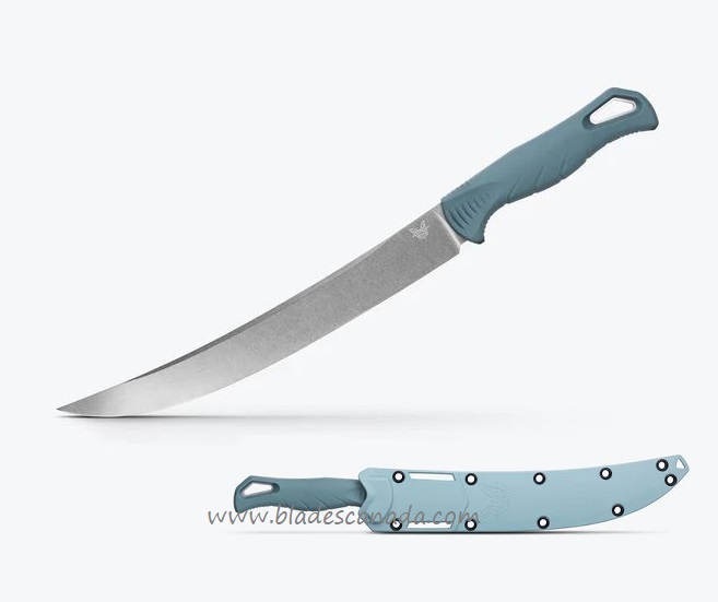 (Pre-Purchase) Benchmade Fishcrafter Fixed Knife, 9" MagnaCut Blade, Blue Santoprene, Molded Sheath, 18020