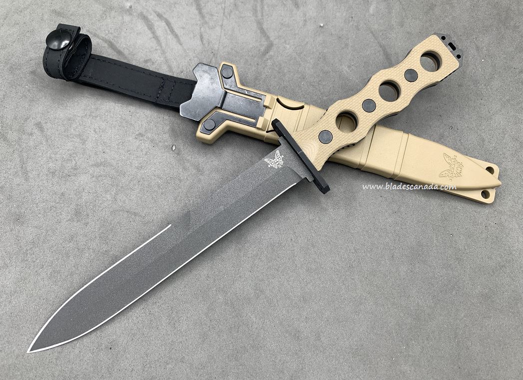Benchmade SOCP 185 Fixed Blade Knife, CPM-3V Steel, G10 Tan, BM185BK-1