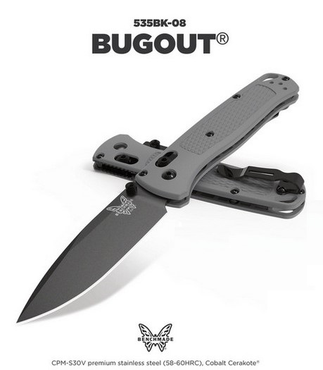 Benchmnade Bugout Folding Knife, CPM-S30V Steel, 535BK-08