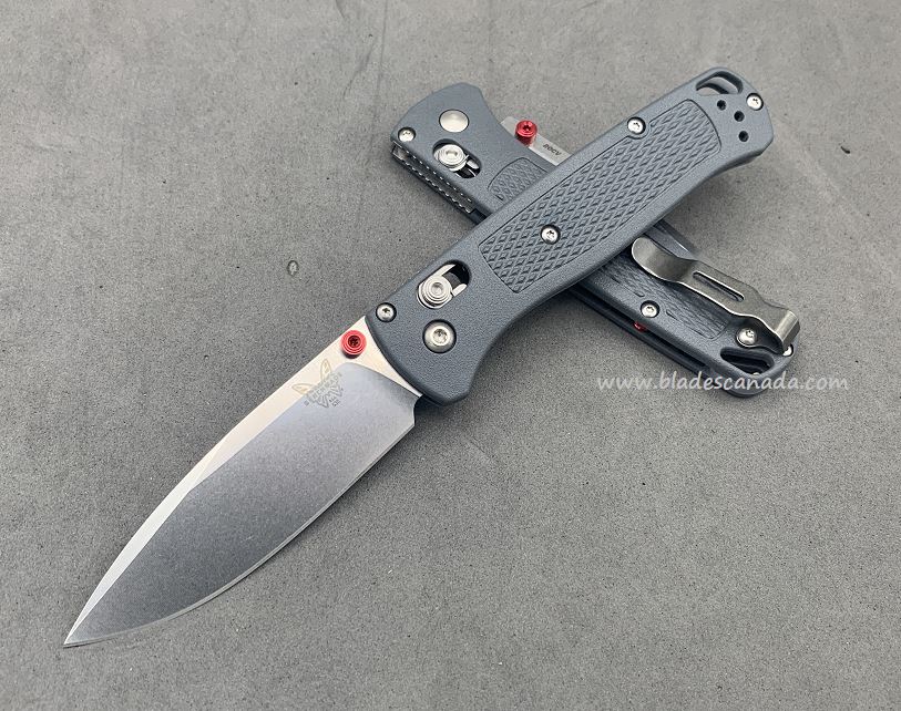 Benchmade Bugout Folding Knife, 20CV, Dark Grey Handle, Red Thumbstud & Standoffs, 535CU10