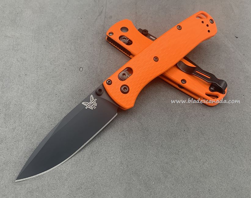 Benchmade Bugout Folding Knife, 20CV, Orange G10, Black Thumbstud & Standoffs, 535CU103