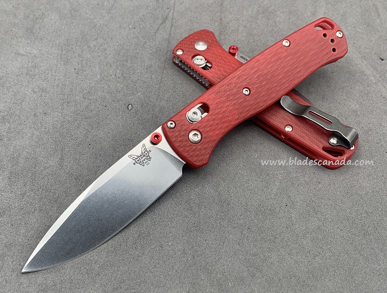 Benchmade Bugout Folding Knife, 20CV, Red G10, Red Thumbstud & Standoffs, 535CU120 - Click Image to Close