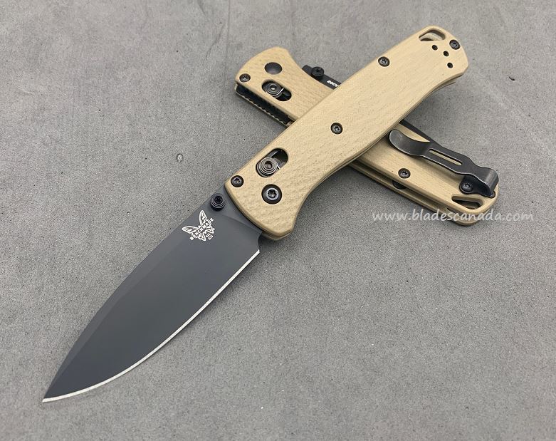 Benchmade Bugout Folding Knife, 20CV, Tan G10, Tan Thumbstud & Standoffs, 535CU128