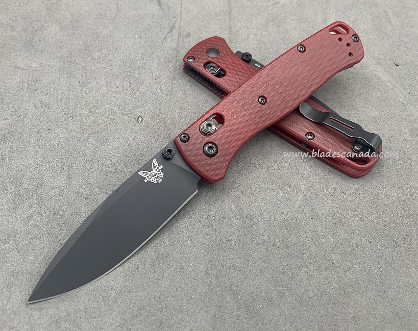 Benchmade Bugout Folding Knife, M4 Steel, Red G10, Black Thumbstud & Standoffs, 535CU139 - Click Image to Close
