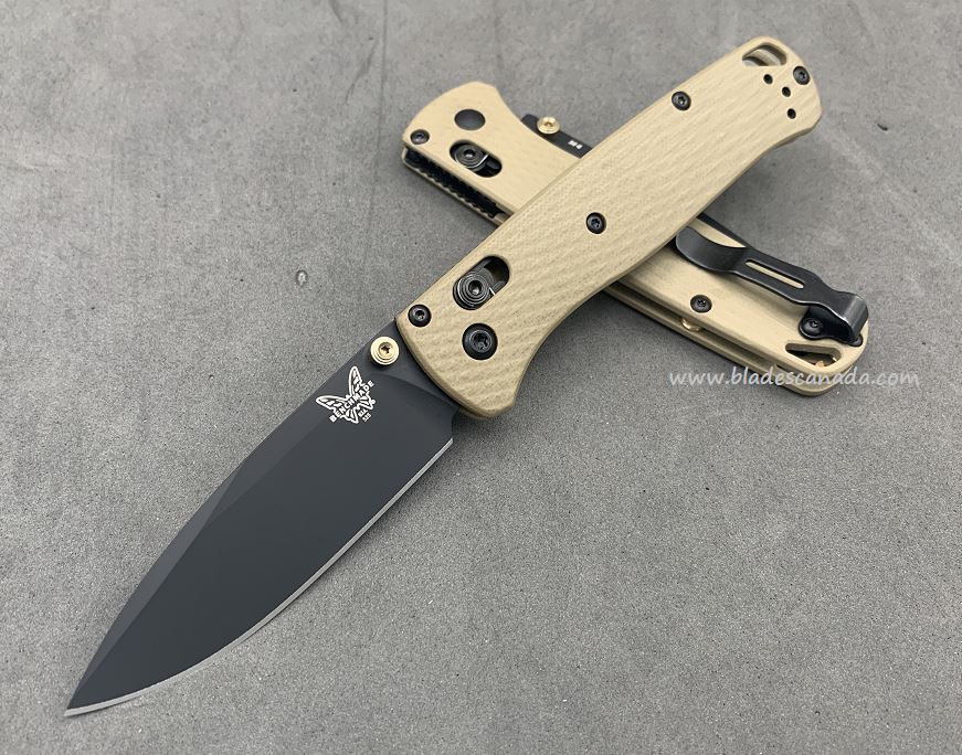 Benchmade Bugout Folding Knife, M4 Steel, Tan G10, Tan Thumbstud & Standoffs, 535CU140 - Click Image to Close