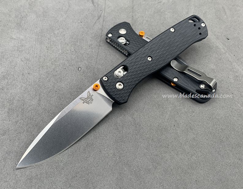 Benchmade Bugout Folding Knife, 20CV, G10 Black, Orange Thumbstud & Standoffs, 535CU149